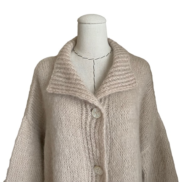 Vintage 70s 80s Suzin Ellis Bonwit Teller Mohair Sweater Coat Cardigan - Picture 2 of 10
